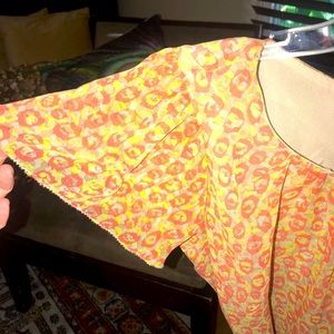 BOGO 1/2 OFF Sz S Attention  Flutter SleeveFloral Top Orange and yellow Chiffon…